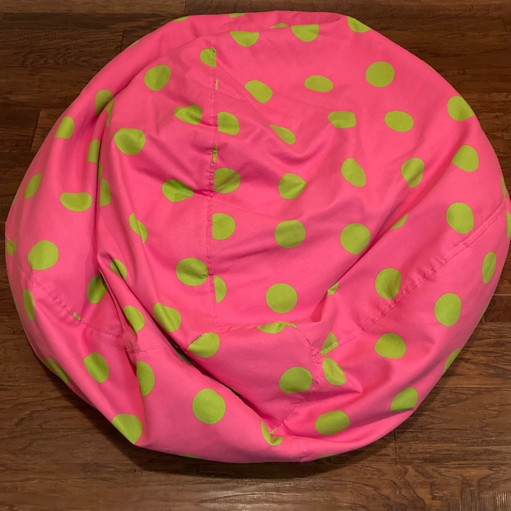 Pink and Green Polka Dot Bean Bag Chair